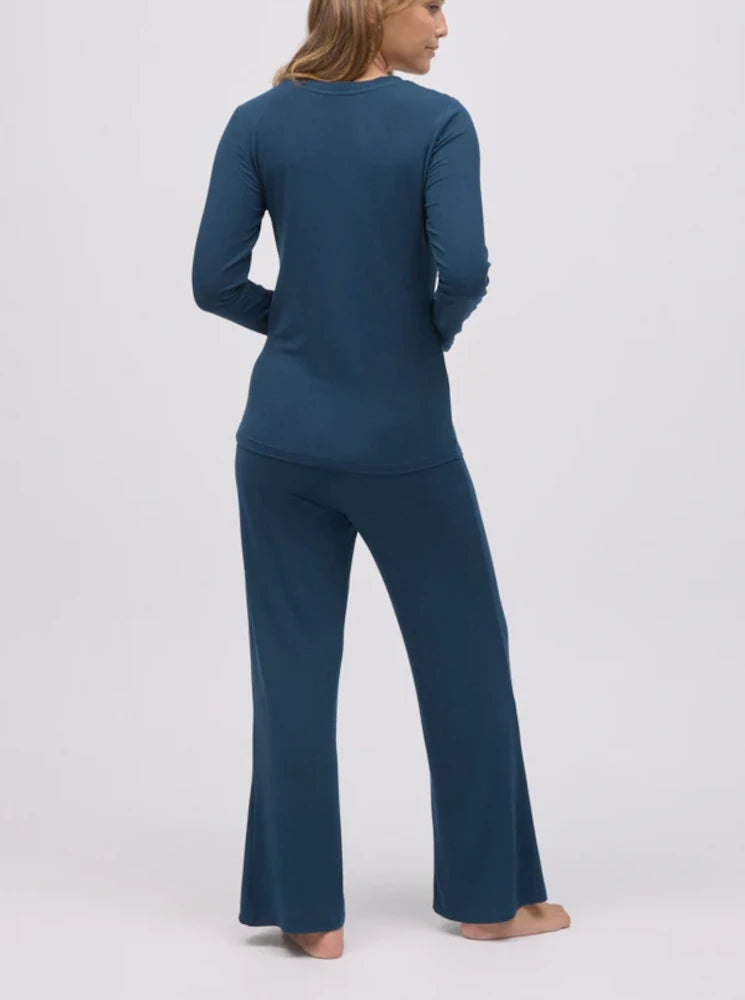 Pijama largo extra suave de modal pantalón ancho marino