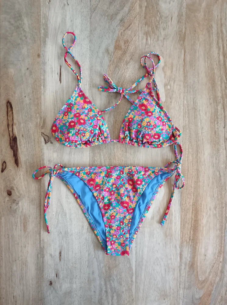 Las Flores - Conjunto de bikini triángulo para mujer
