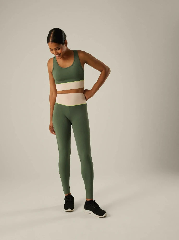 Leggings deportivo bolsillo interior efecto vientre plano verde