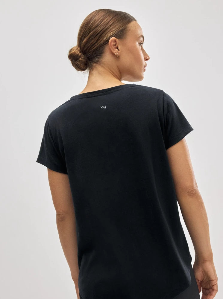 Camiseta algodón básica estilo deportivo negro