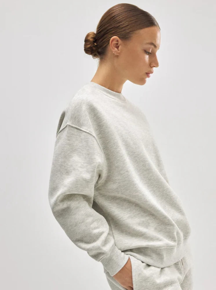 Sudadera cuello redondo con interior afelpado gris