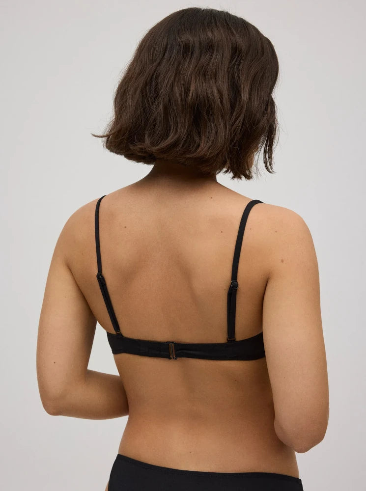 Zanzibar negro - Top de bikini balconette para mujer