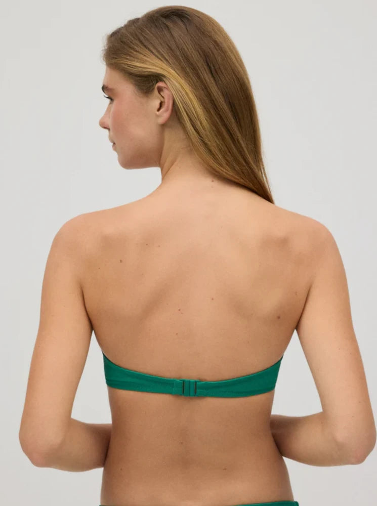 Micropiqué verde - Top de bikini bandeau para mujer