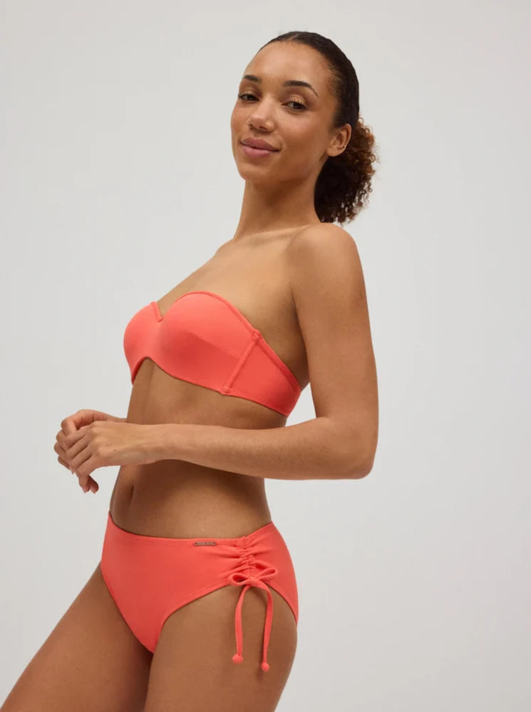 Micropiqué coral - Top de bikini bandeau para mujer
