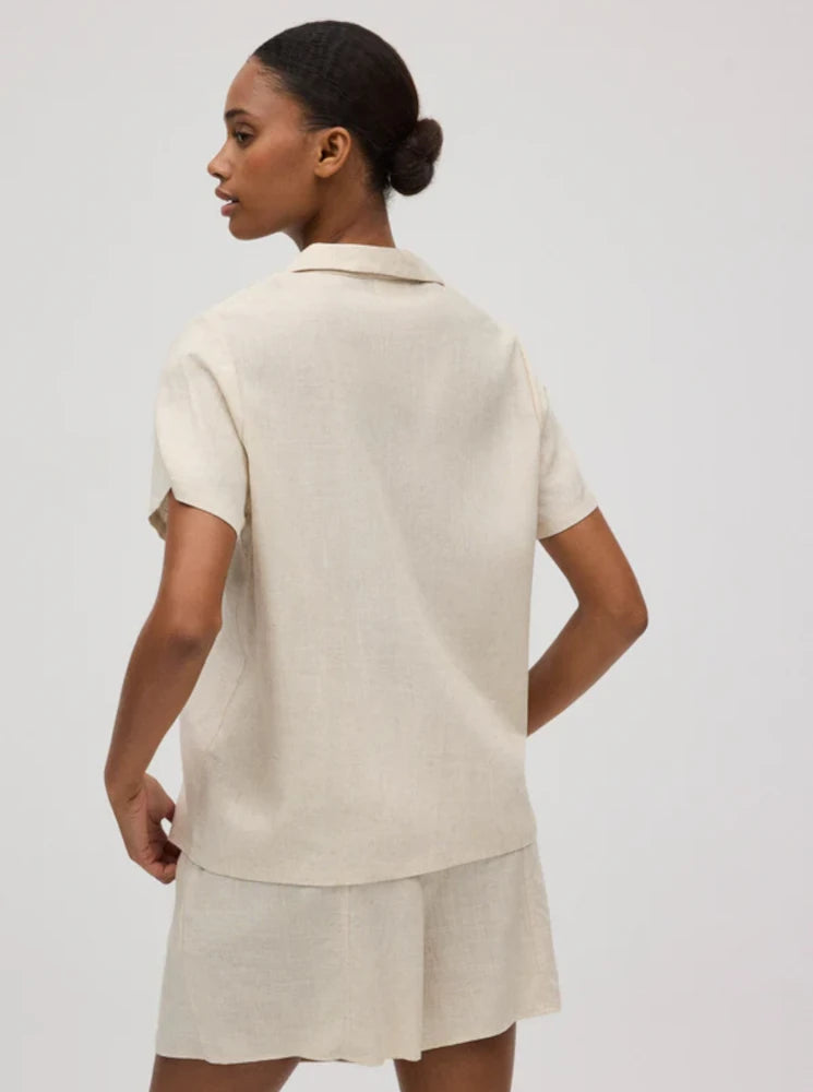 Camisa manga corta con lino