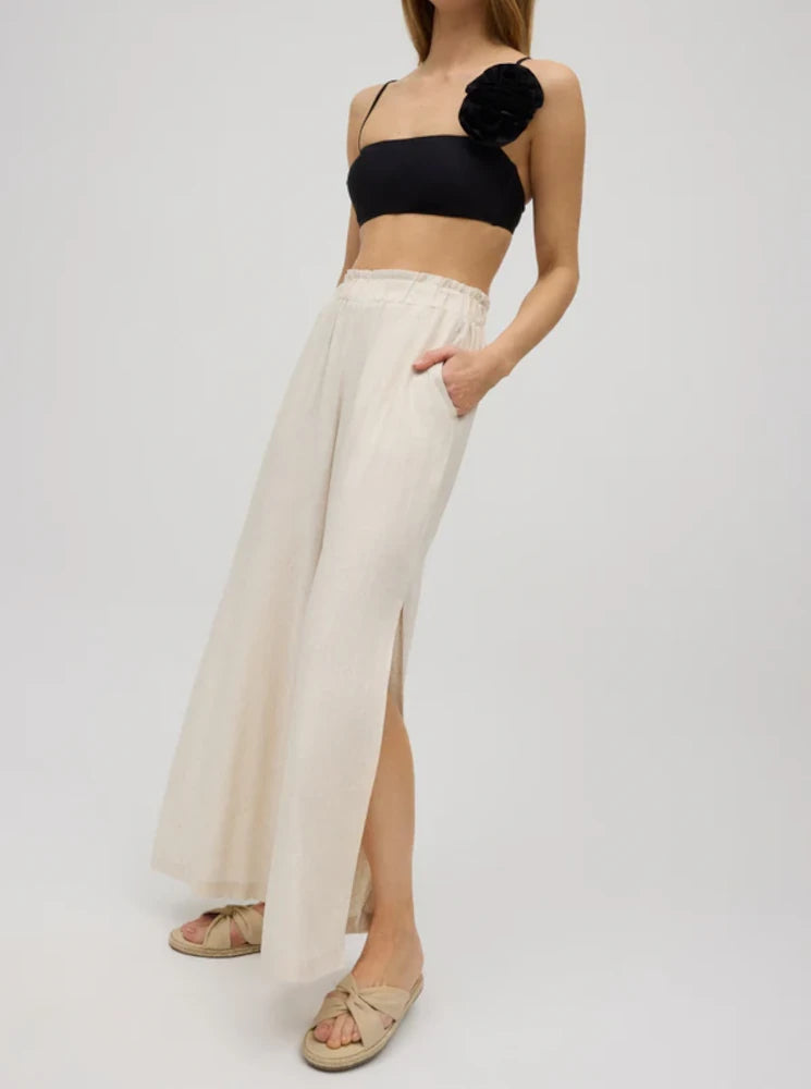 Pantalón Ancho Abertura Lino