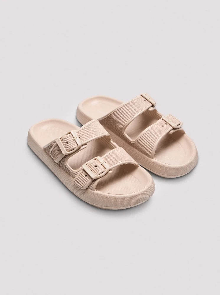 Chanclas de playa hebillas antideslizantes extra comfort beige