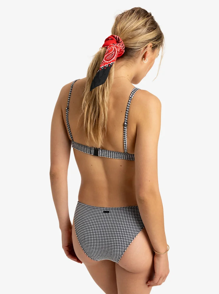 Gingham Vichy Negro - Top de bikini triangular para mujer Roxy