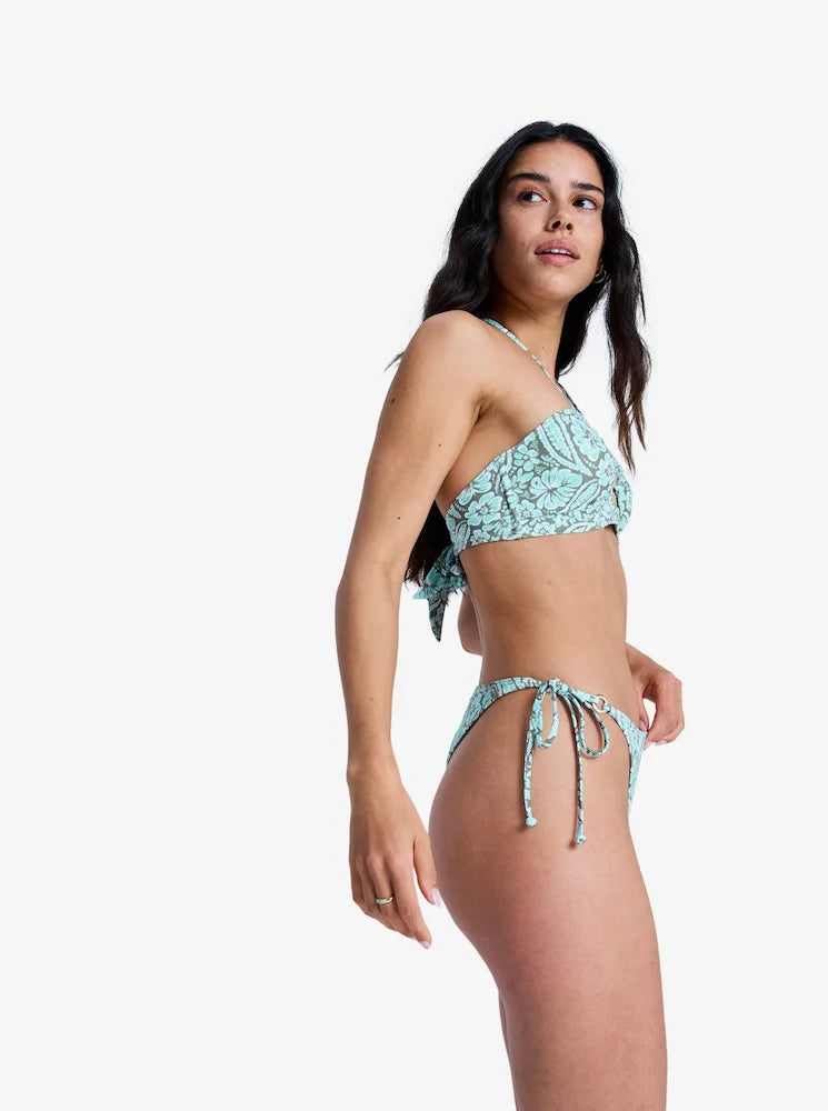 Wildside Paisley Lazos Oil Green Verde - Braguita de bikini tanga para mujer