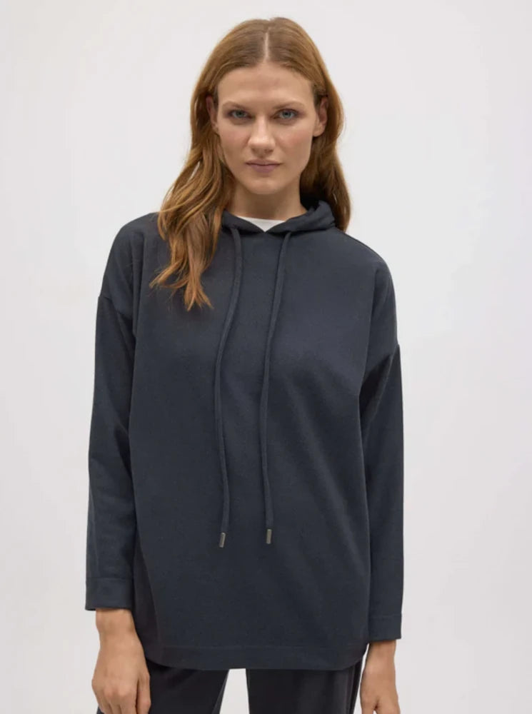 Sudadera cálida capucha ajustable con textura marengo