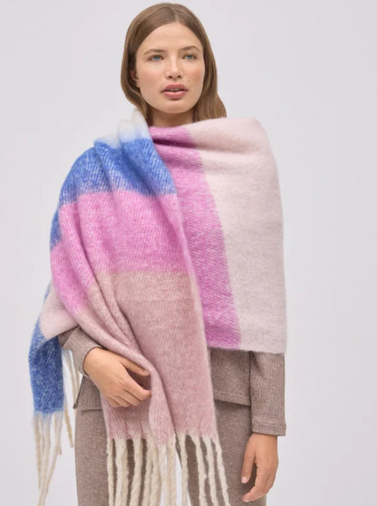 Bufanda a rayas rosa