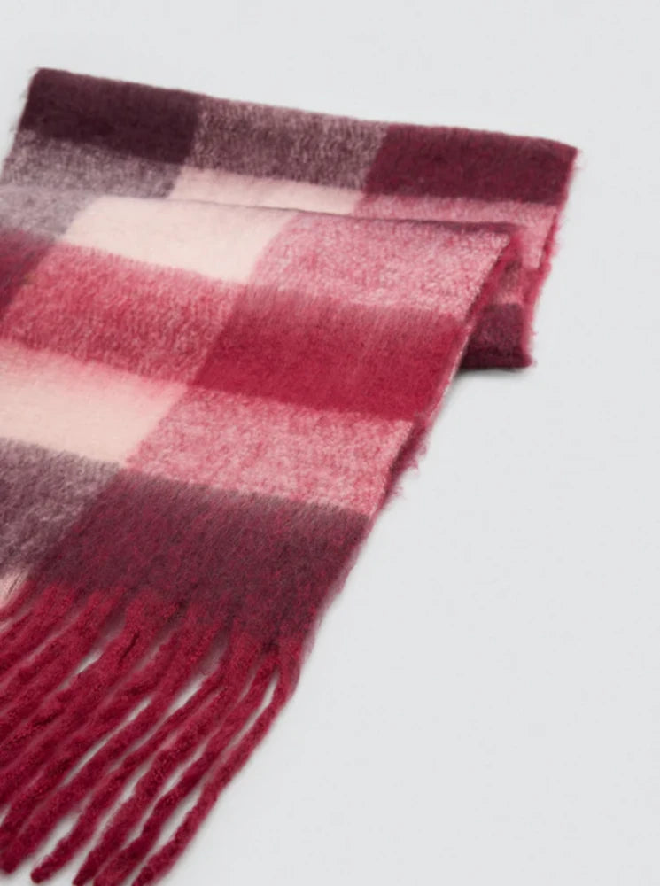 Bufanda a cuadros granate