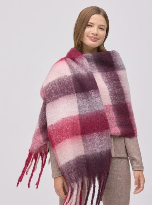 Bufanda a cuadros granate