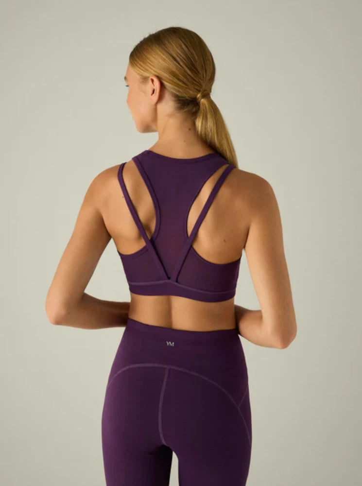 Sujetador deportivo detalle espalda tiras violeta