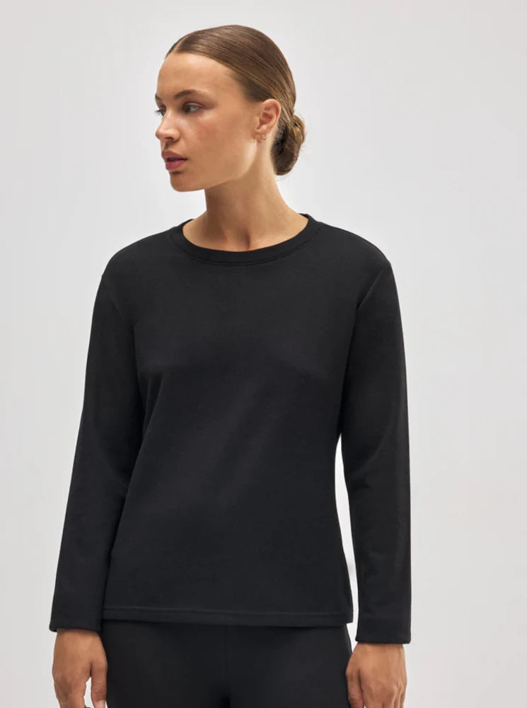 Camiseta térmica deportiva afelpada con lana negro