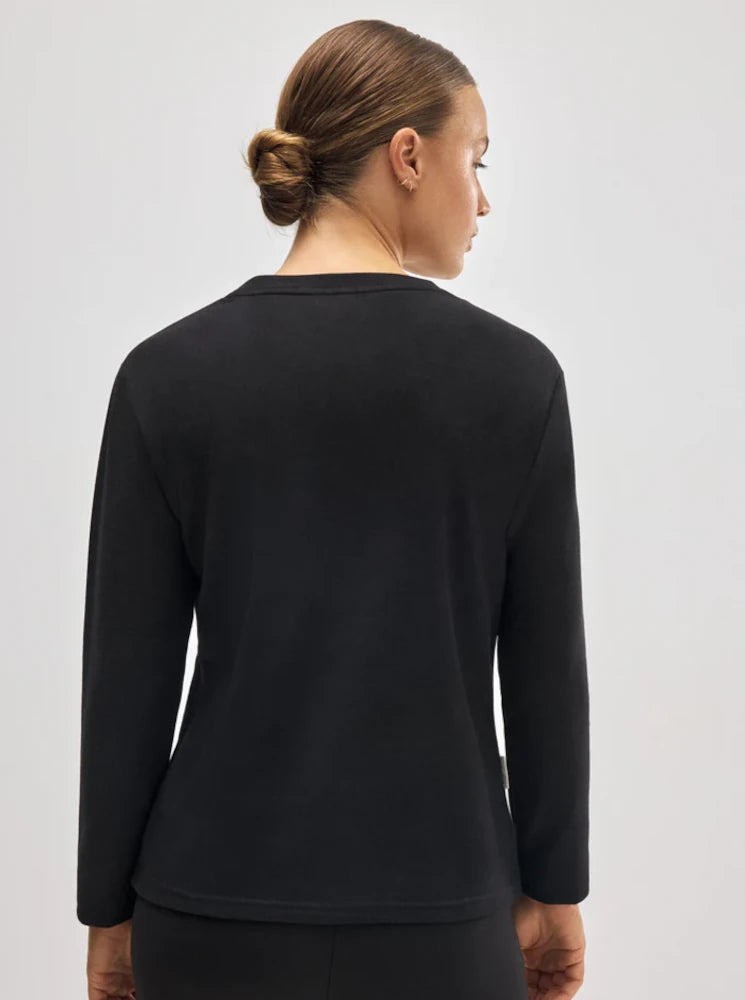 Camiseta térmica deportiva afelpada con lana negro