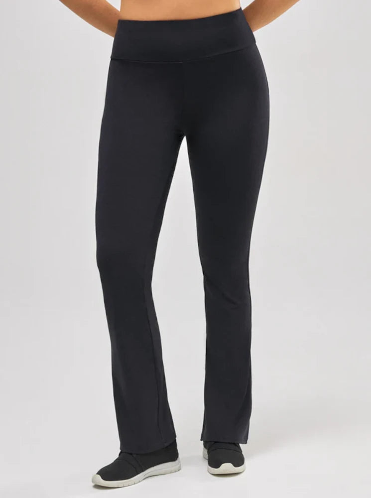 Leggings térmicos deportivos flare interior afelpado negro