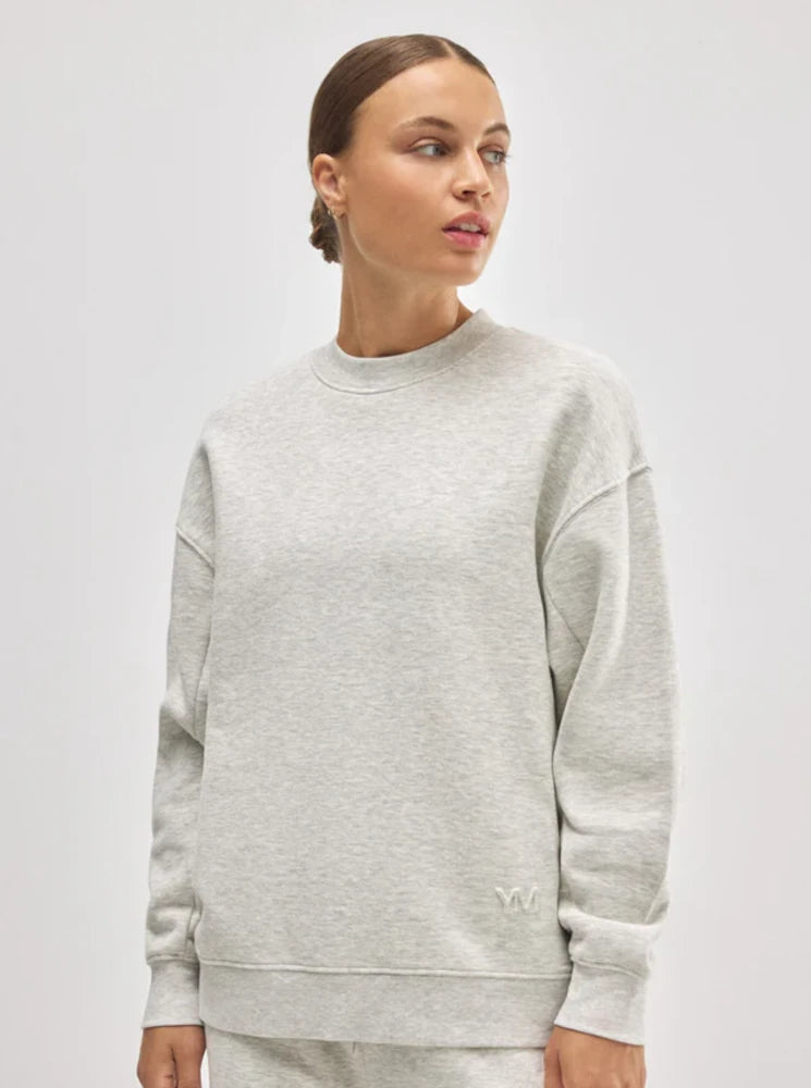 Sudadera cuello redondo con interior afelpado gris