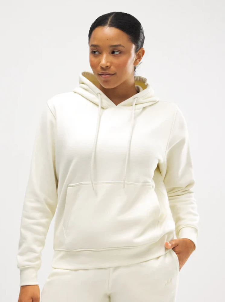 Sudadera con capucha ajustable interior afelpado marfil