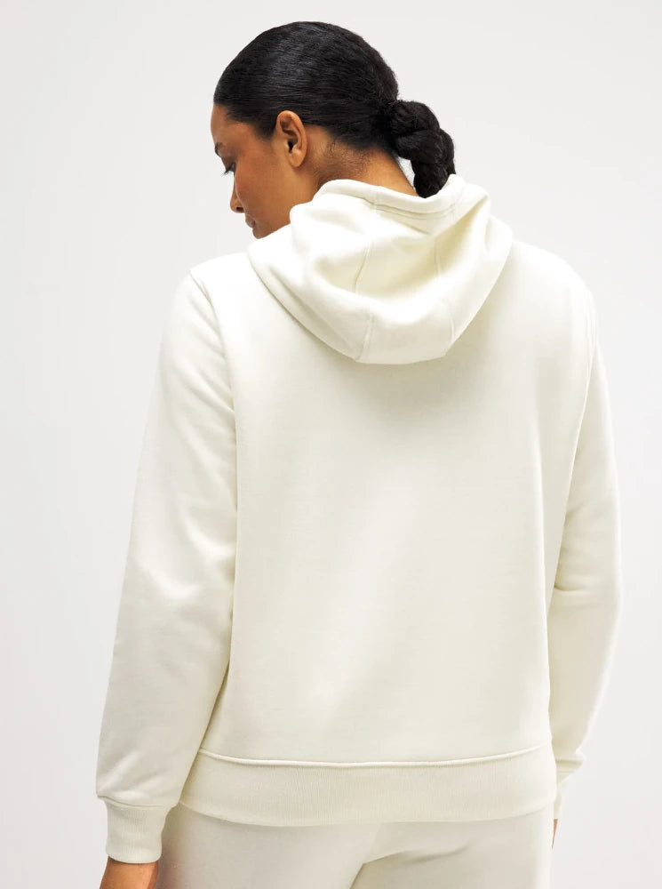 Sudadera con capucha ajustable interior afelpado marfil