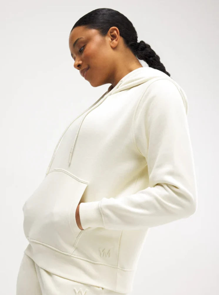 Sudadera con capucha ajustable interior afelpado marfil