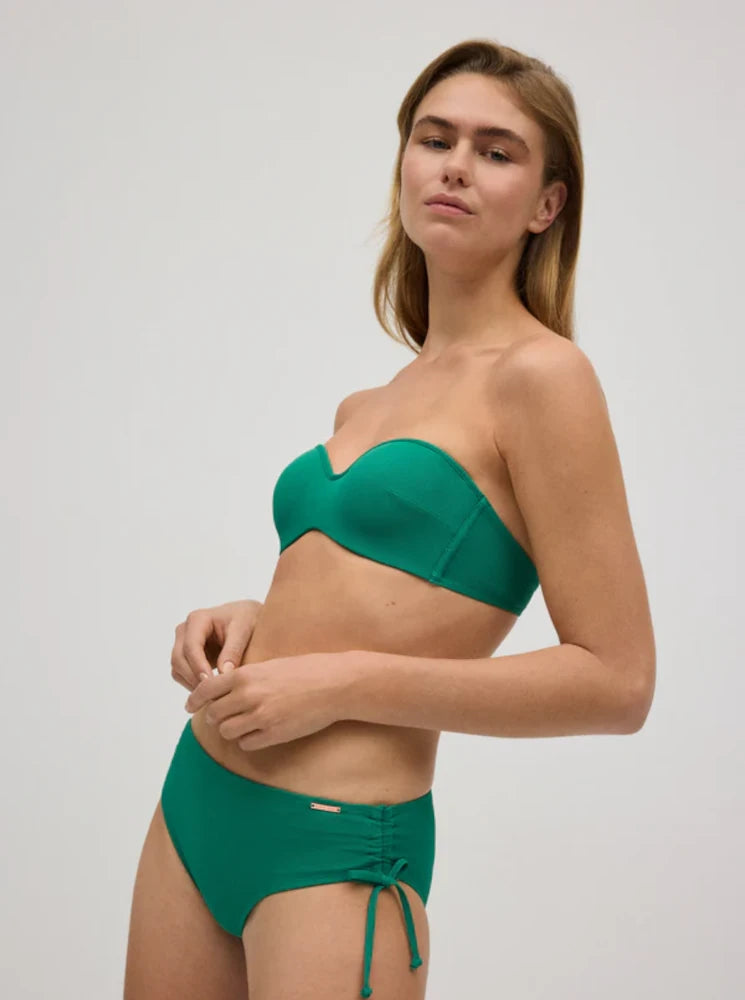 Micropiqué verde - Braga alta de bikini reductora para mujer