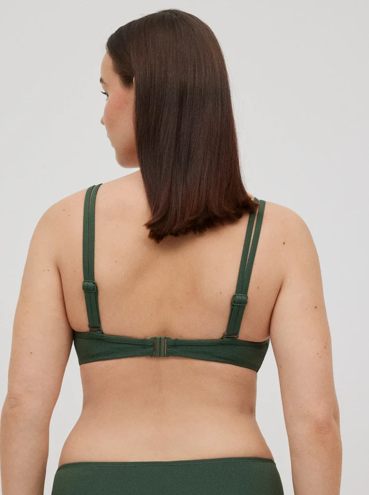 Micropiqué verde oscuro - Top de bikini reductor copa D para mujer Ysabel Mora