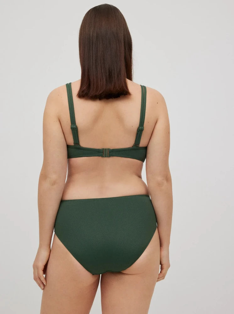 Micropiqué verde oscuro - Braga bikini reductora alta para mujer