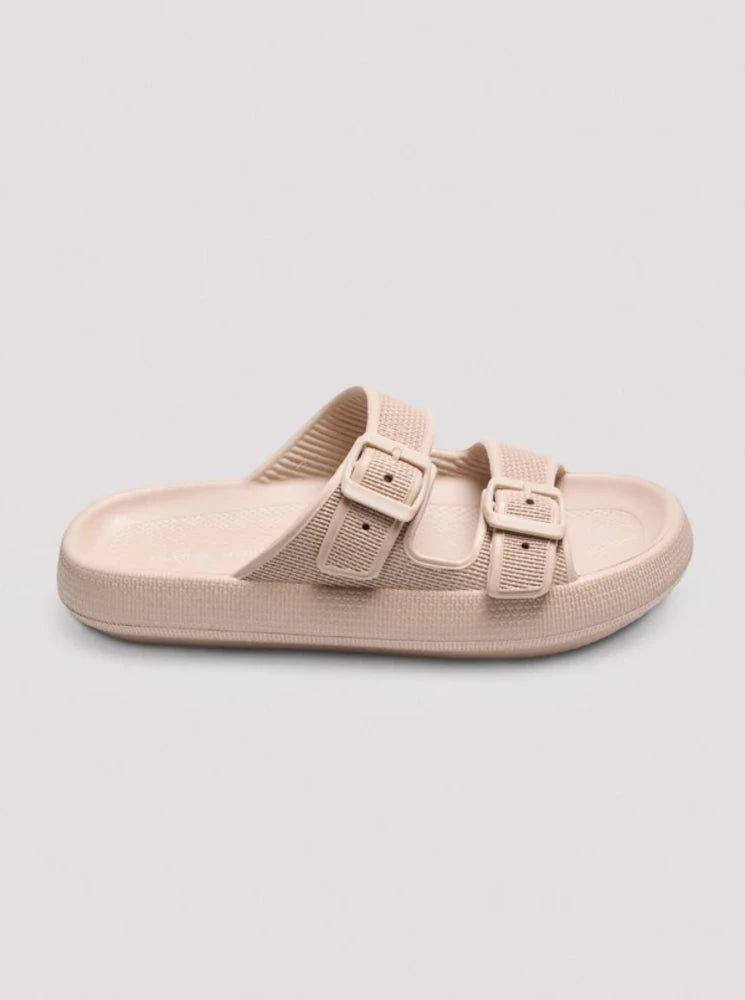 Chanclas de playa hebillas antideslizantes extra comfort beige