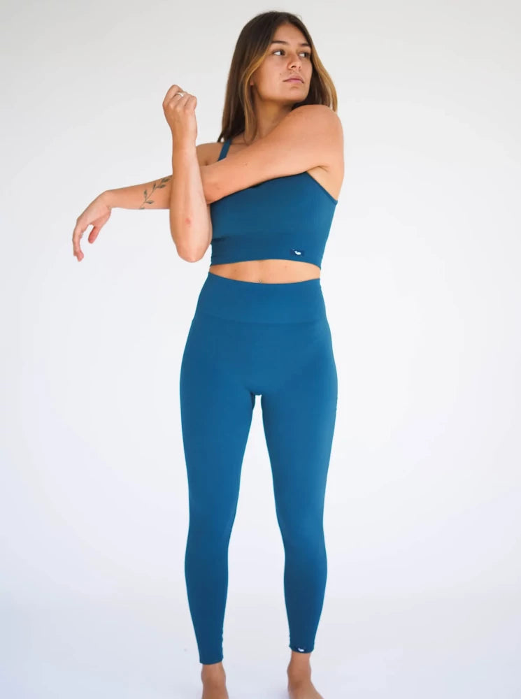 Legging azul cachalot seamless - Legging deportivo para mujer