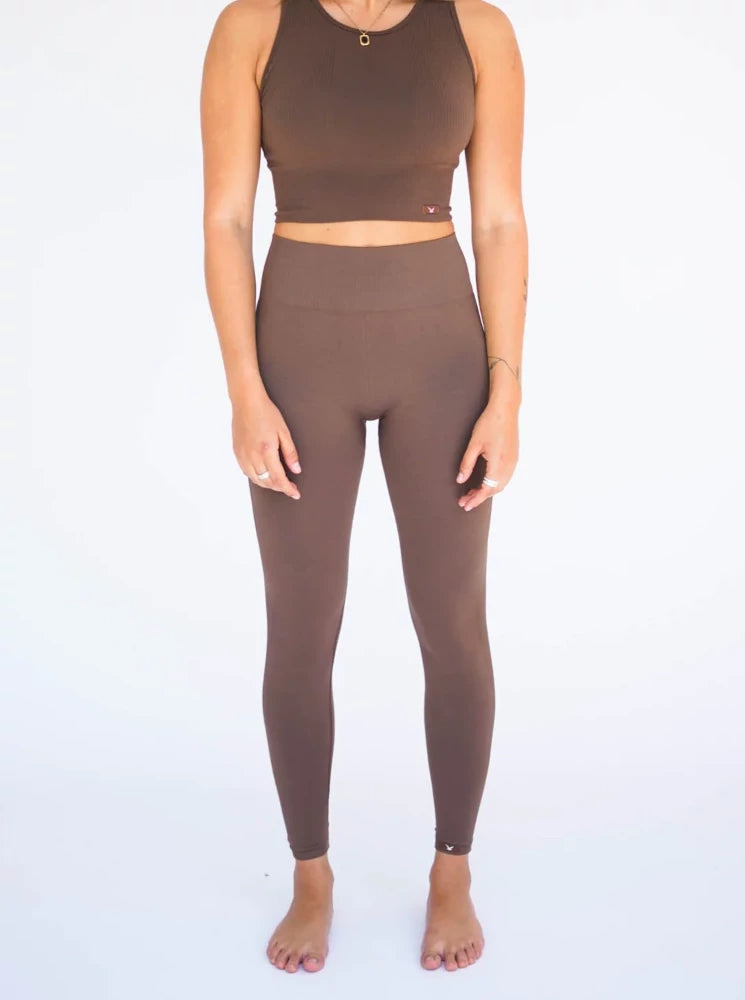 Legging marrón seabird seamless - Legging deportivo para mujer