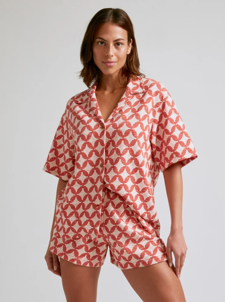 Zama Red Camisa Robin Collection - Camisa de manga corta para mujer