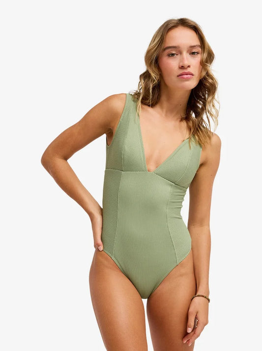 Roxy Love Rib Elongated One Piece Olive Oil Verde - Bañador entero de una pieza