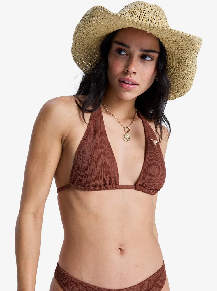 Roxy Sunshine Elongated Tiki Tri Marrón  - Top de bikini para Mujer