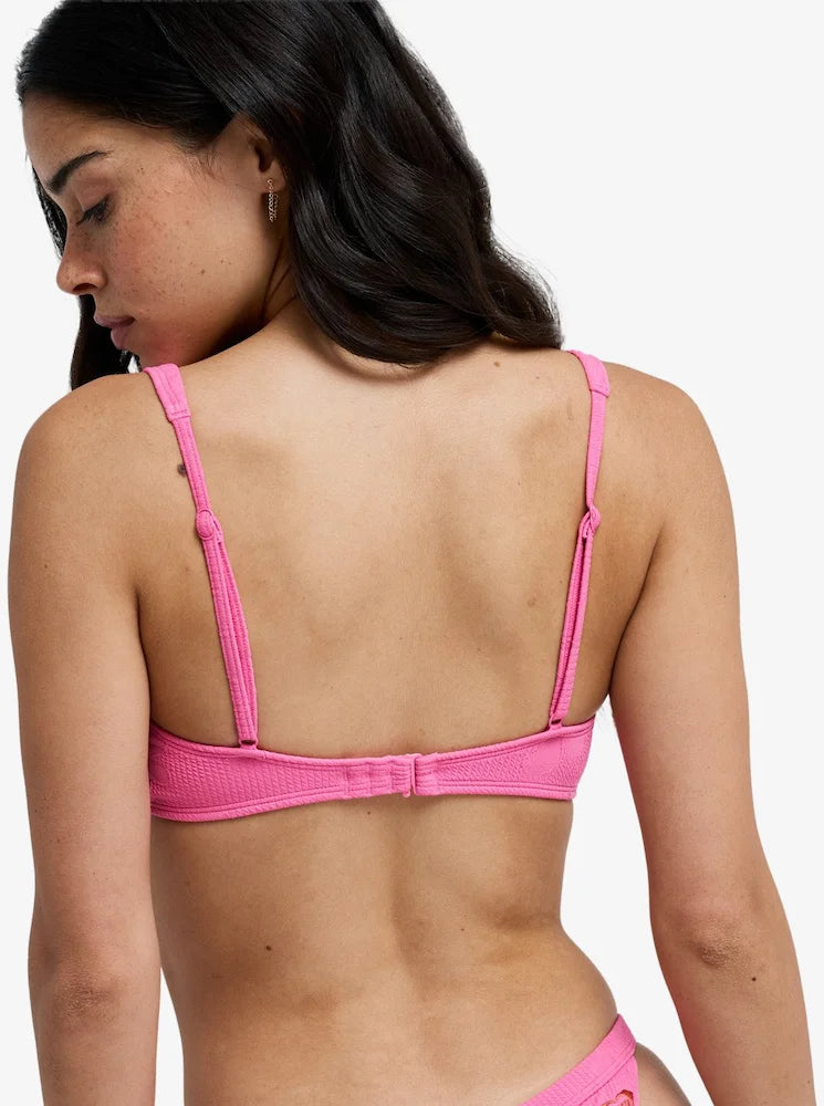 Roxy Paradise Elongated Bra Tri Sangria Rosa Fucsia Flores - Top de bikini Tri Elongated para mujer