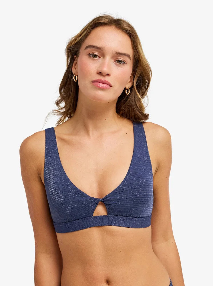Shine Elongated Bra Mood Indigo Brillo Azul  - Top de bikini Tri Elongated para mujer