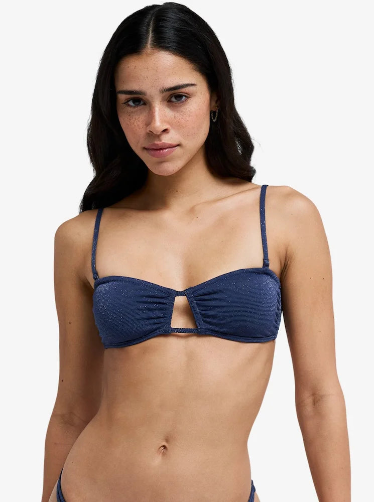 Shine Bandeau Mood Indigo Brillo Azul  - Top de bikini bandeau para mujer