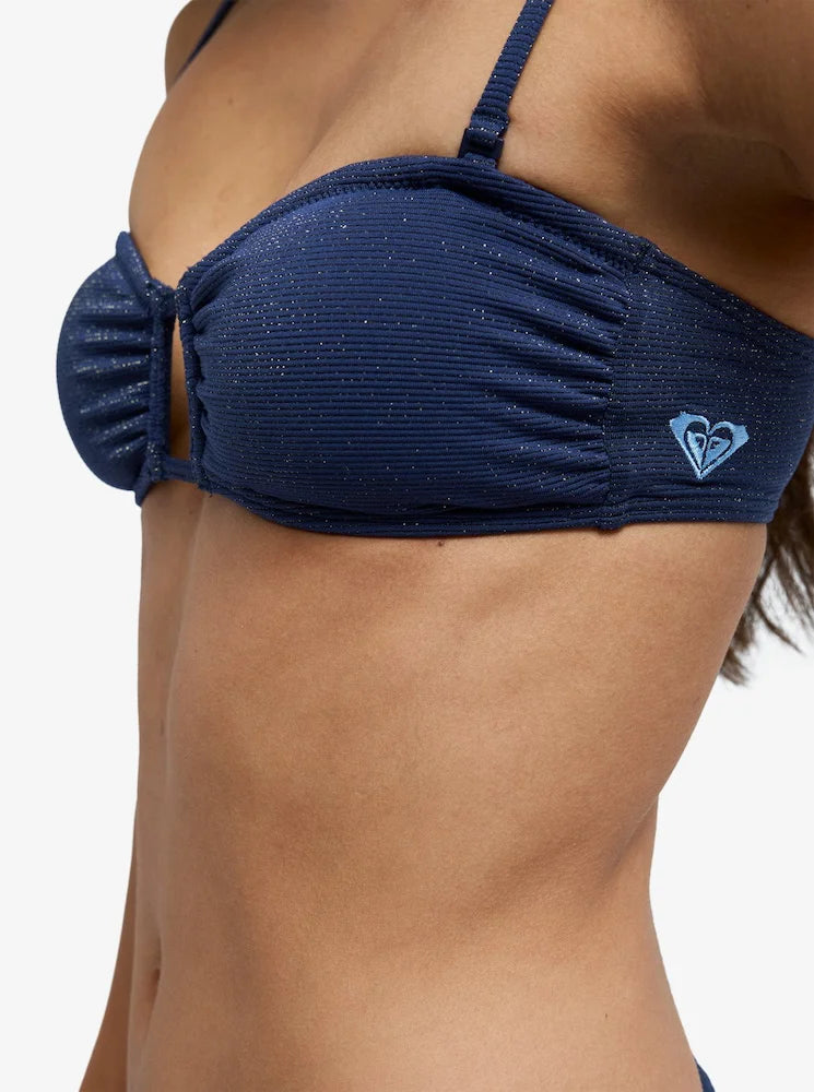 Shine Bandeau Mood Indigo Brillo Azul  - Top de bikini bandeau para mujer
