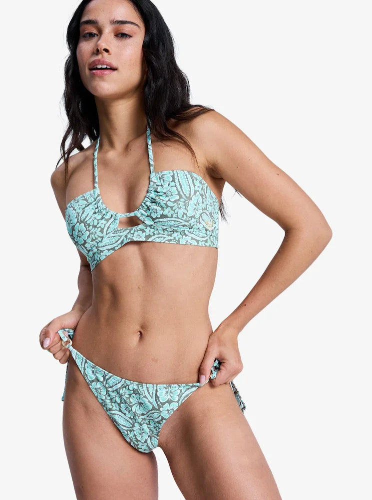 Wildside Paisley Lazos Oil Green Verde - Braguita de bikini tanga para mujer