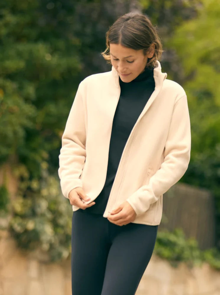 Chaqueta térmica deportiva afelpado polar beige